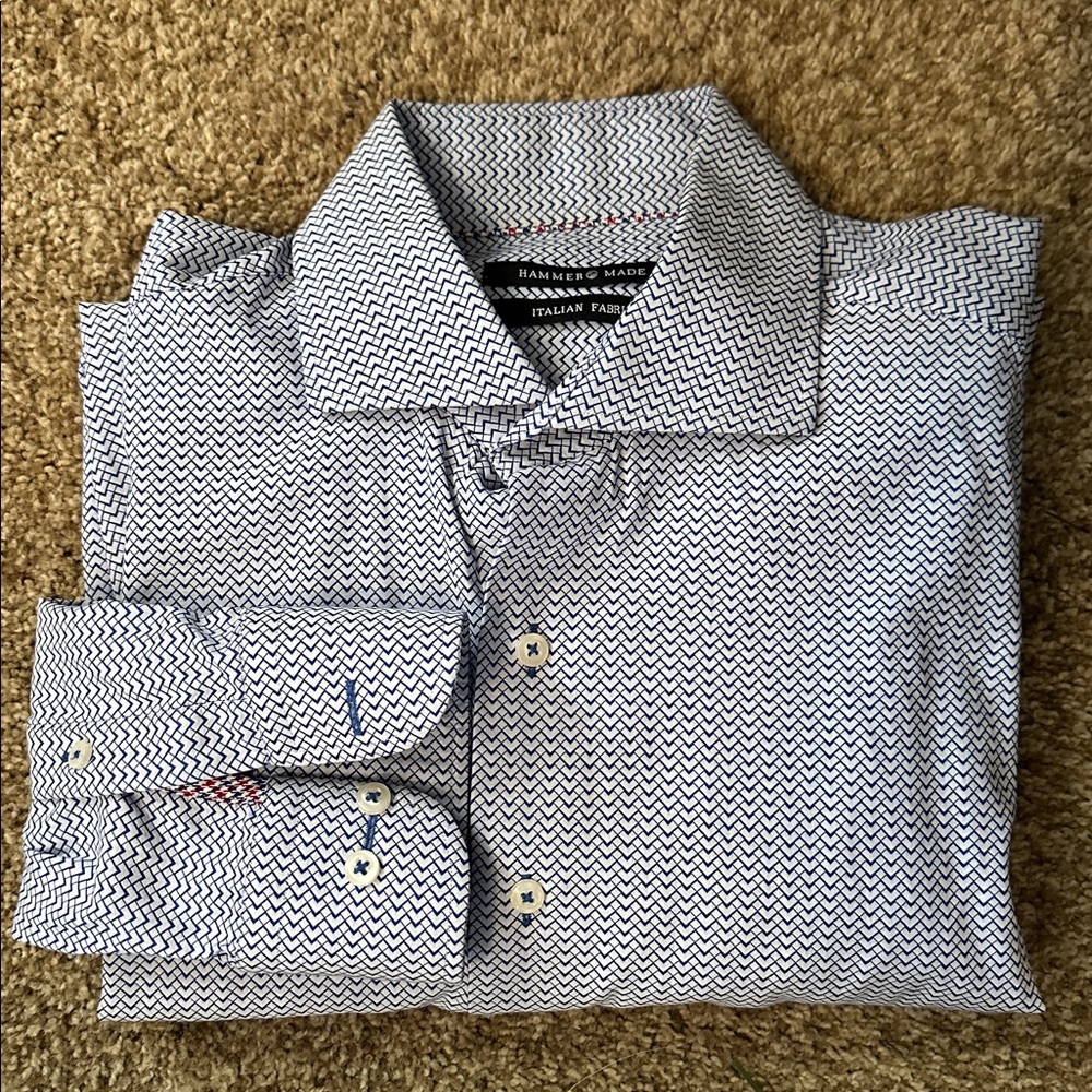 Hammer Made Men's Blue Patterned Shirt